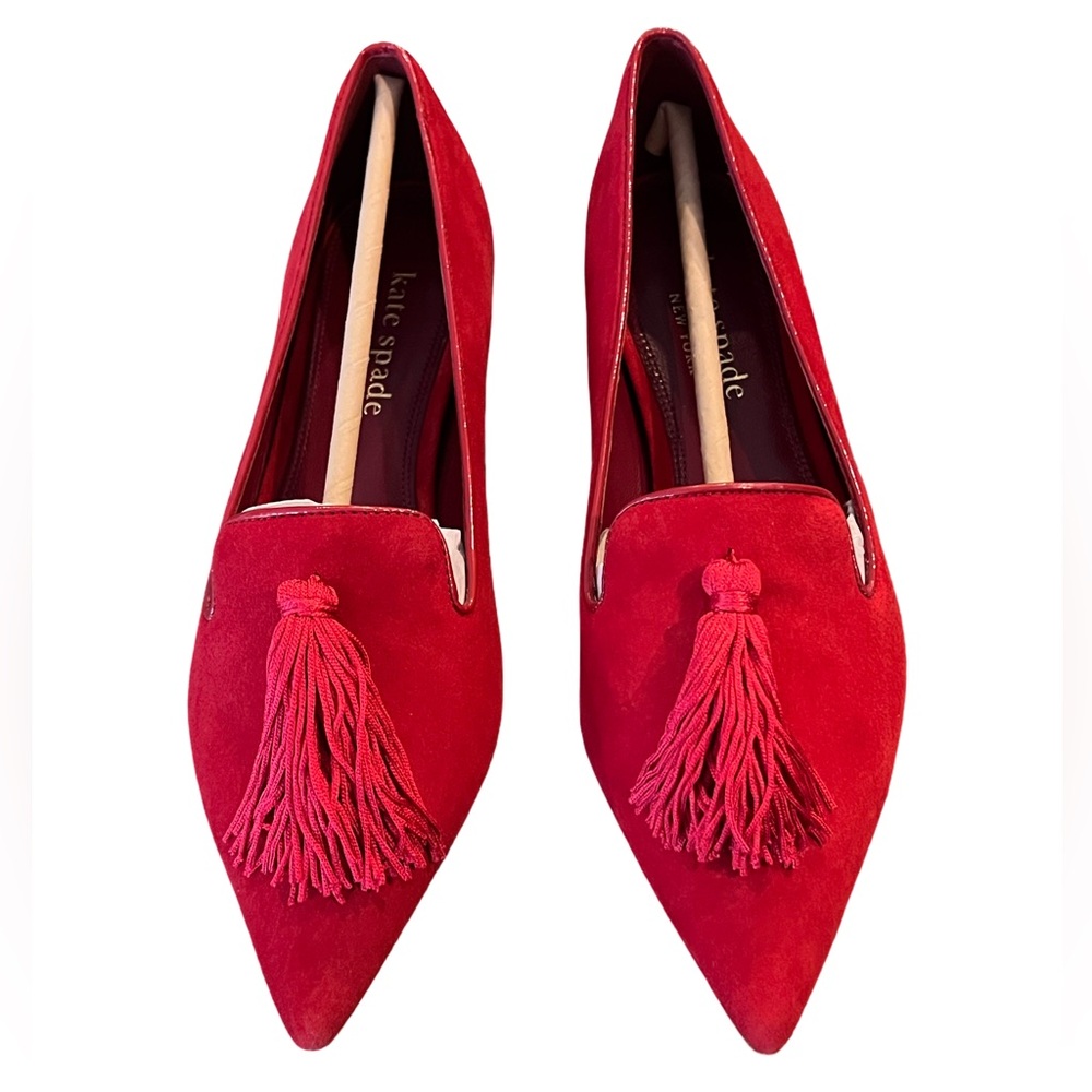 kate spade new york Adore Tassel Pointed-Toe Loafer Flats 7.5 New Deep Rubine - Picture 8 of 10